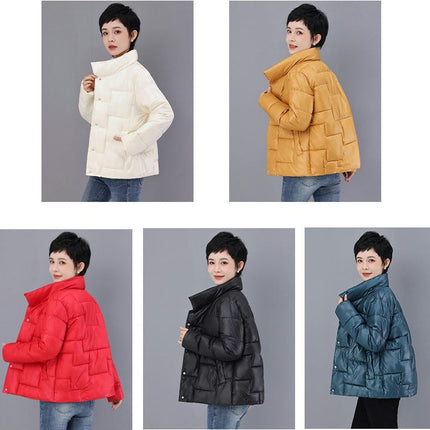 Womens Winter Puffer Quilted Jacket Stand Collar Zip Up Padded Outerwear