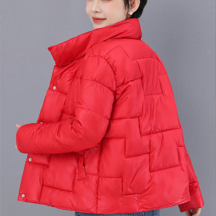 Womens Winter Puffer Quilted Jacket Stand Collar Zip Up Padded Outerwear