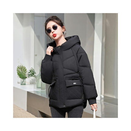 Women's Winter Puffer Jacket Hooded Quilted Padded Zip Up Outerwear