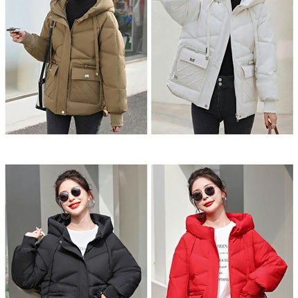 Women's Winter Puffer Jacket Hooded Quilted Padded Zip Up Outerwear