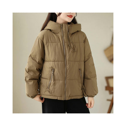 Women's Winter Puffer Jacket Zip Up Quilted Padded Outerwear with Hood