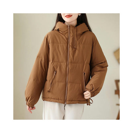 Women's Winter Puffer Jacket Zip Up Quilted Padded Outerwear with Hood