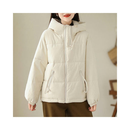 Women's Winter Puffer Jacket Zip Up Quilted Padded Outerwear with Hood