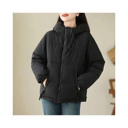 Women's Winter Puffer Jacket Zip Up Quilted Padded Outerwear with Hood