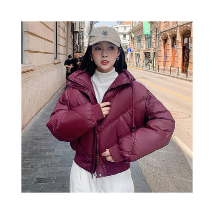 Women's Winter Padded Puffer Jacket Cropped Quilted Zip Up Coat