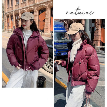 Women's Winter Padded Puffer Jacket Cropped Quilted Zip Up Coat