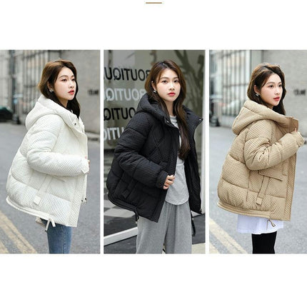 Women's Winter Cropped Puffer Jacket Zip Up Hooded Padded Outerwear