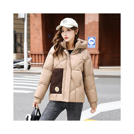 Womens Hooded Puffer Jacket Zip Up Quilted Padded Winter Coats Long Sleeve Jackets