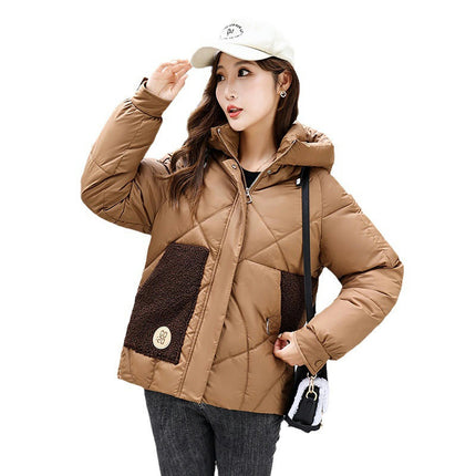 Womens Hooded Puffer Jacket Zip Up Quilted Padded Winter Coats Long Sleeve Jackets