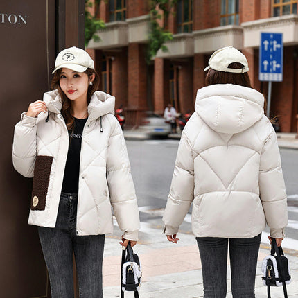 Womens Hooded Puffer Jacket Zip Up Quilted Padded Winter Coats Long Sleeve Jackets