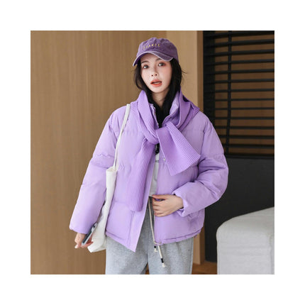 Women's Cropped Puffer Jacket Long Sleeve Hooded Padded Winter Zip Up Quilted Coat