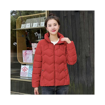 Quilted Puffer Jackets for Women Cropped Zip Up Long Sleeve Winter Outwear