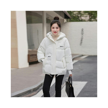 Women's Cropped Padded Puffer Jacket Hooded Zip Up Coat Winter Quilted Outerwear