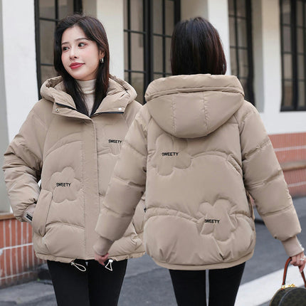 Women's Cropped Padded Puffer Jacket Hooded Zip Up Coat Winter Quilted Outerwear