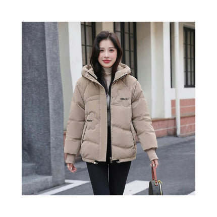 Women's Cropped Padded Puffer Jacket Hooded Zip Up Coat Winter Quilted Outerwear