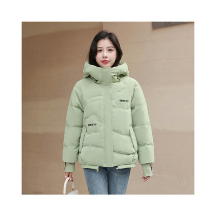 Women's Cropped Padded Puffer Jacket Hooded Zip Up Coat Winter Quilted Outerwear