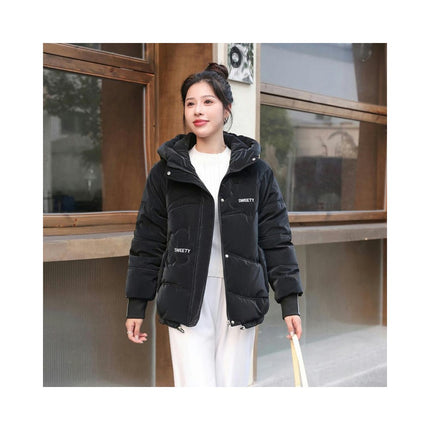 Women's Cropped Padded Puffer Jacket Hooded Zip Up Coat Winter Quilted Outerwear