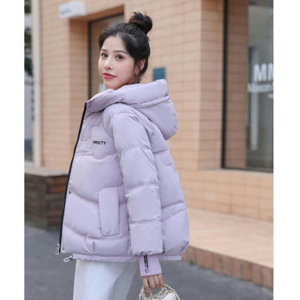 Women's Cropped Padded Puffer Jacket Hooded Zip Up Coat Winter Quilted Outerwear