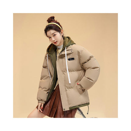 Puffer Jacket for Women Cropped Hooded Padded Quilted Winter Coat