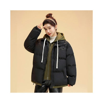 Puffer Jacket for Women Cropped Hooded Padded Quilted Winter Coat