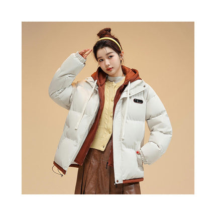 Puffer Jacket for Women Cropped Hooded Padded Quilted Winter Coat