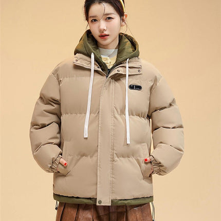 Puffer Jacket for Women Cropped Hooded Padded Quilted Winter Coat