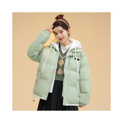 Puffer Jacket for Women Cropped Hooded Padded Quilted Winter Coat