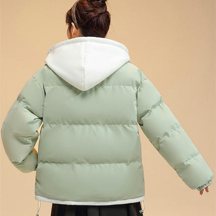 Puffer Jacket for Women Cropped Hooded Padded Quilted Winter Coat