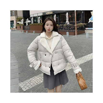 Womens Cropped Padded Puffer Jackets Cropped Winter Long Sleeve Coat