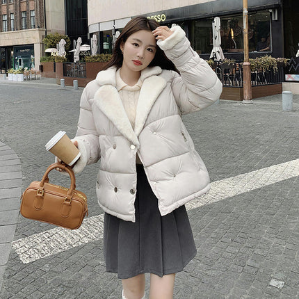 Womens Cropped Padded Puffer Jackets Cropped Winter Long Sleeve Coat