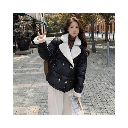 Womens Cropped Padded Puffer Jackets Cropped Winter Long Sleeve Coat