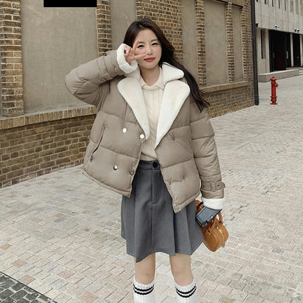 Womens Cropped Padded Puffer Jackets Cropped Winter Long Sleeve Coat