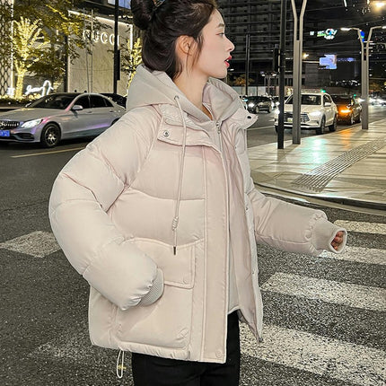 Women's Hooded Puffer Jacket Winter Zip Up Quilted Coat Padded Outerwear