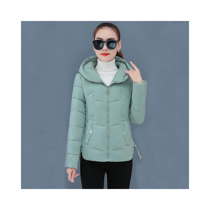 Women's Cropped Puffer Jacket Winter Hooded Zip UP Down Quilted Coats