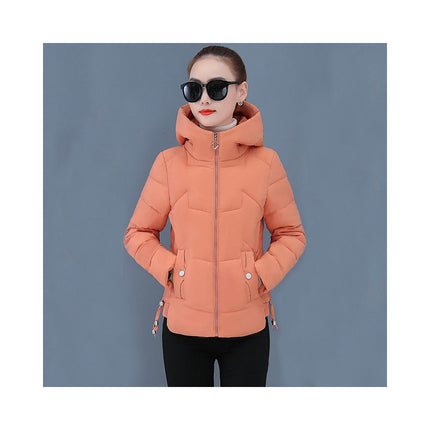 Women's Cropped Puffer Jacket Winter Hooded Zip UP Down Quilted Coats