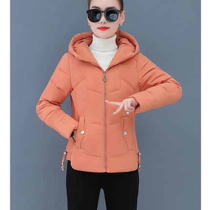 Women's Cropped Puffer Jacket Winter Hooded Zip UP Down Quilted Coats