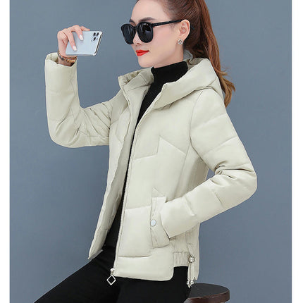 Women's Cropped Puffer Jacket Winter Hooded Zip UP Down Quilted Coats