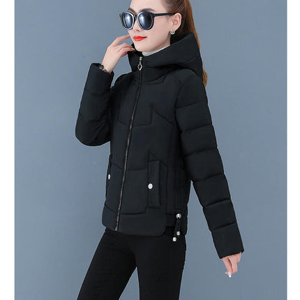 Women's Cropped Puffer Jacket Winter Hooded Zip UP Down Quilted Coats