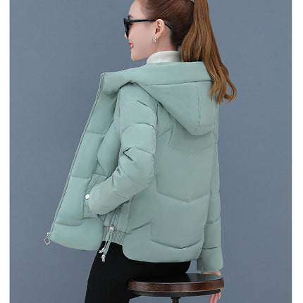 Women's Cropped Puffer Jacket Winter Hooded Zip UP Down Quilted Coats