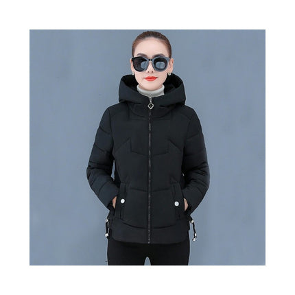 Women's Cropped Puffer Jacket Winter Hooded Zip UP Down Quilted Coats