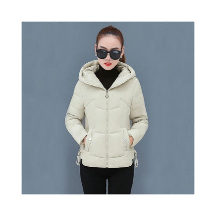 Women's Cropped Puffer Jacket Winter Hooded Zip UP Down Quilted Coats