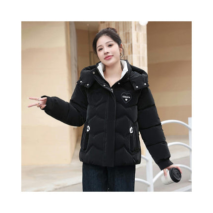 Women's Winter Cropped Puffer Jacket Hooded Zip Up Long Sleeves Outerwear