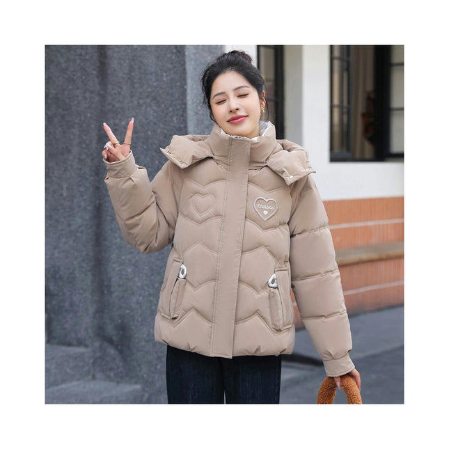 Women's Winter Cropped Puffer Jacket Hooded Zip Up Long Sleeves Outerwear