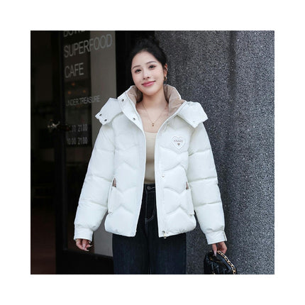 Women's Winter Cropped Puffer Jacket Hooded Zip Up Long Sleeves Outerwear