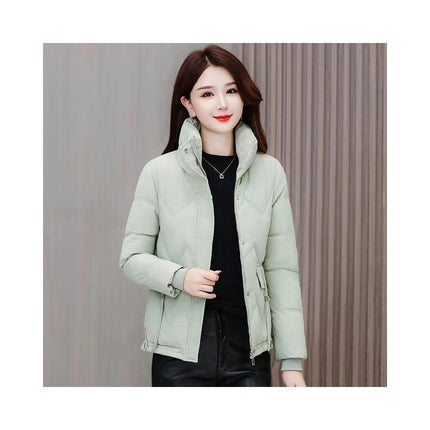 Women's Winter Puffer Jacket Zip Up Quilted Padded Coat Cropped Outerwear