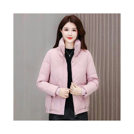 Women's Winter Puffer Jacket Zip Up Quilted Padded Coat Cropped Outerwear