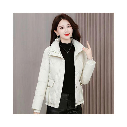 Women's Winter Puffer Jacket Zip Up Quilted Padded Coat Cropped Outerwear