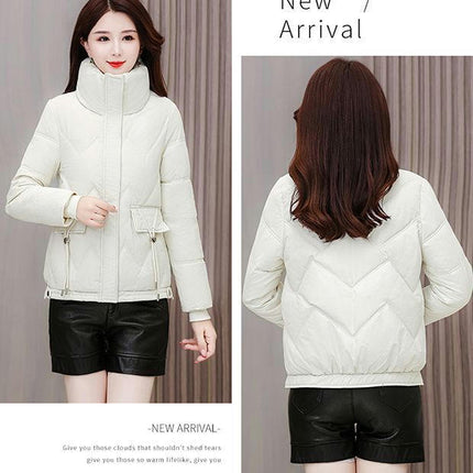 Women's Winter Puffer Jacket Zip Up Quilted Padded Coat Cropped Outerwear