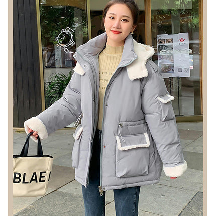 Women's Puffer Jacket Winter Padded Long Sleeve Outerwear with Hood