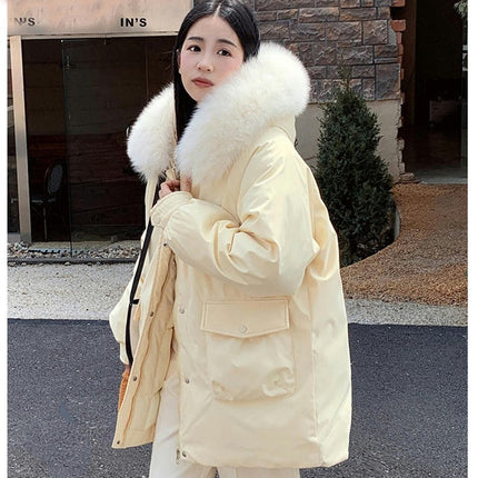 Women's Winter Puffer Coat Padded Jacket with Faux Fur Hood